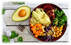 Healthy salad with avocado